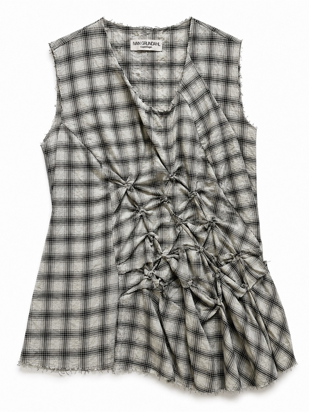 Ivan Grundahl Runway RSS2010 Plaid Deconstructed Asymmetric Langenlook Top 38/S